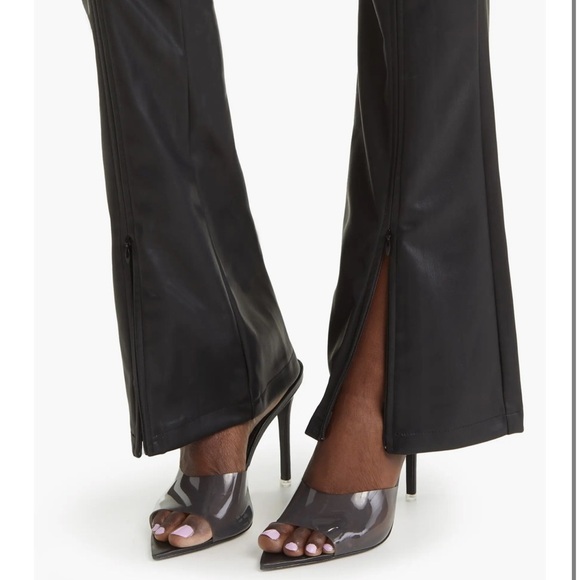 TOPSHOP Black Faux Leather Flare Pants Zipper Retro Goth Women’s Size 6 NEW - Picture 5 of 13